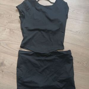 SHEIN Classic Black Top$Skirt Set Open Back